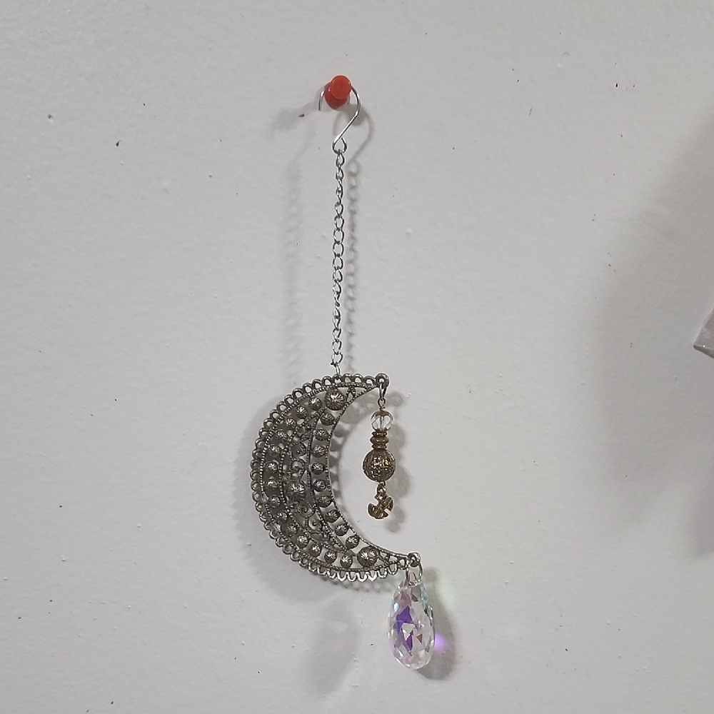 Hand Crafted Celestial Prism Crescent Moon Suncatcher - Picture 5 of 6